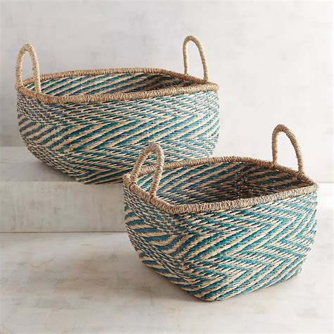 Seagrass Baskets Bins And Totes Coastal And Nautical Decor Seas