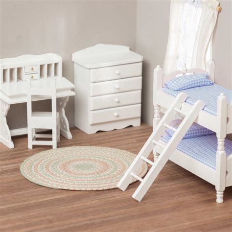 Scaled down to fit dollhouse 1. Dollhouse Miniature White Bunk Bed Bedroom Set - Bedroom ...