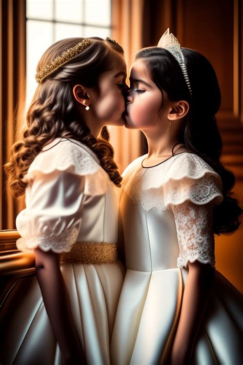 lexica beautiful photo realistic picture of two ten year old girls kissing intricate