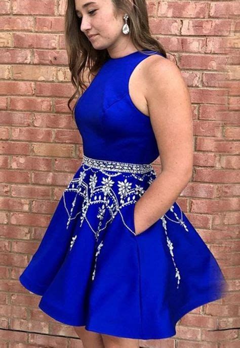 royal blue homecoming dress with pockets hoco dresses short prom dress back to school party