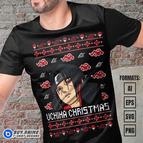 Premium Itachi Uchiha Christmas Naruto Anime Vector T Shirt Design Tem