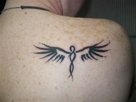 Tribal Angel Tattoo On The Shoulder Blade Tattooimagesbiz