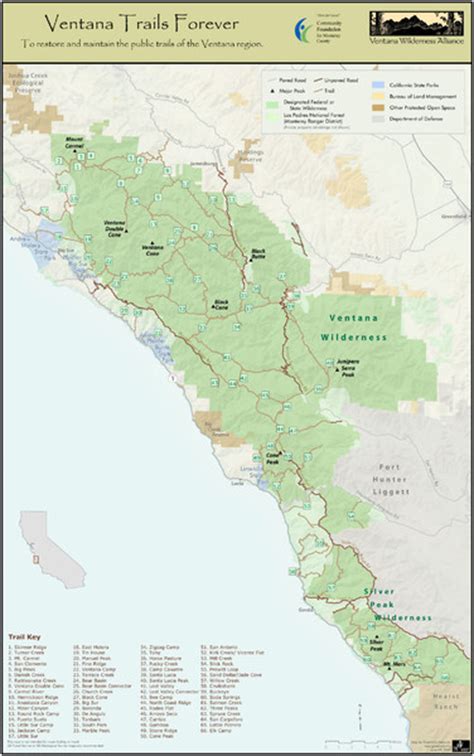 Ventana Wilderness Trails Map Big Sur California • Mappery