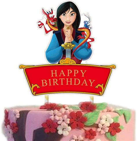 Newmemo Mulan Birthday Cake Topper Princess Mulan And Dragon Mushu