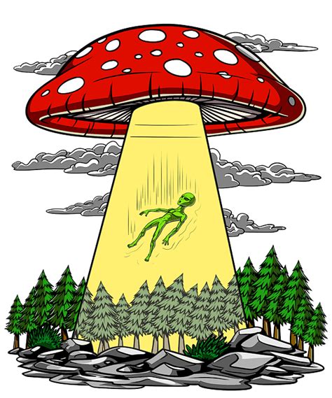 Magic Mushroom Alien Abduction Greeting Card By Nikolay Todorov