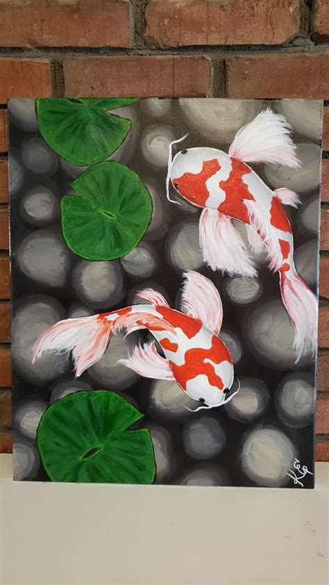 Koi Fish Pond Mini Canvas Art Art Painting Pottery Painting Designs