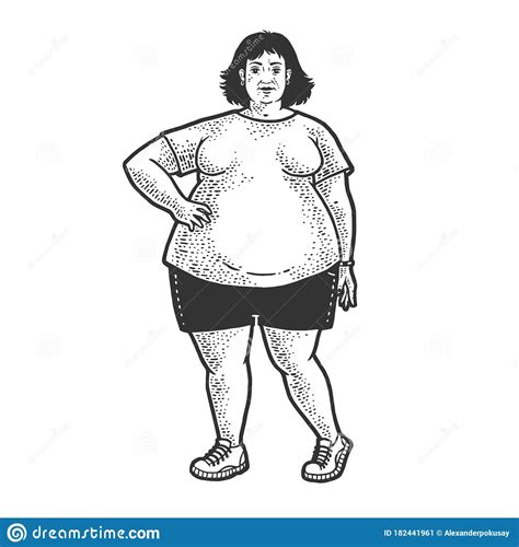 Fat Woman Sketch Vector Illustration Stock Vector Illustration Of Graphic Heavy 182441961