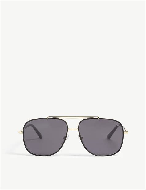 tom ford benton square frame sunglasses in metallic for men lyst