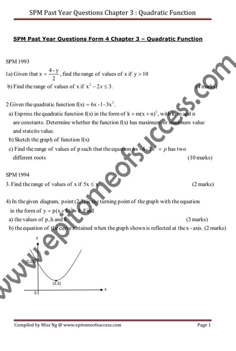 Did you like the film yesterday? SPM Add Math Past Year Question 1993-2007 Quadratic ...