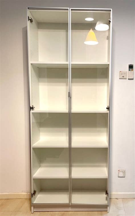 Ikea Billymorliden White Bookcase W Glass Doors Furniture And Home