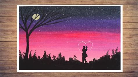 A Romantic Moonlight Couple Painting Acrylic Painting 10 How To