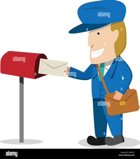 Postman Send A Letter To Mailbox Vector Cartoon Stock Vector Image