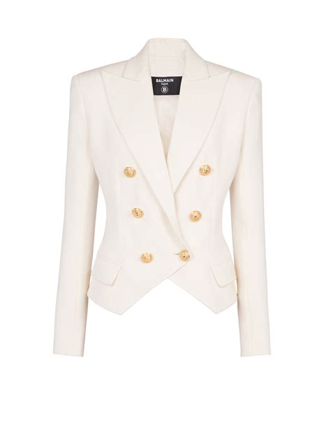 Wool Double Breasted Blazer Women Balmain