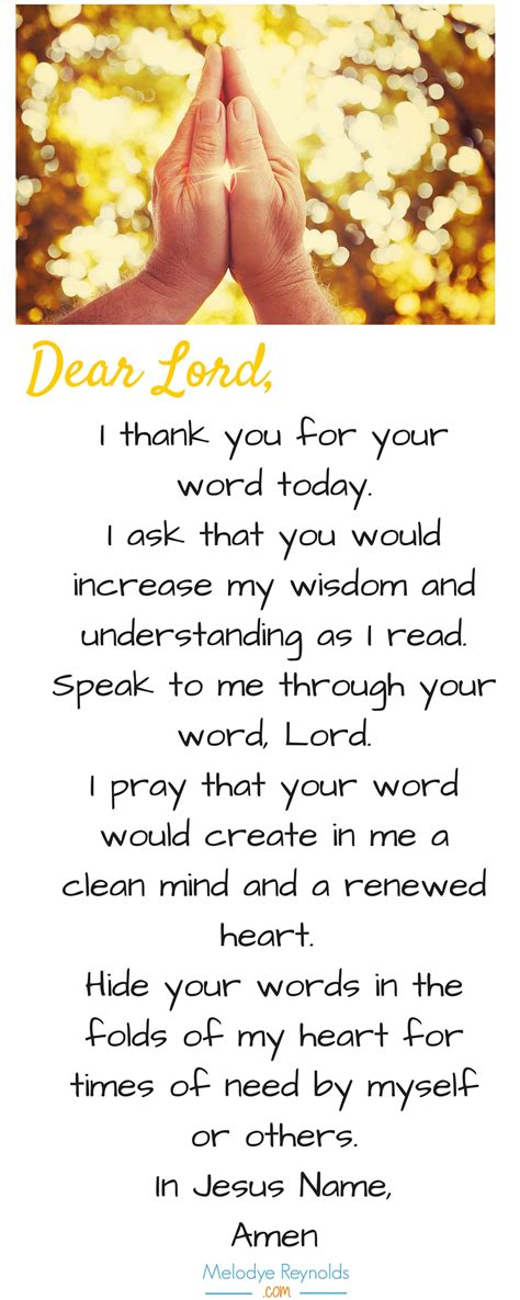 Prayer For Bible Reading And Free Bookmark