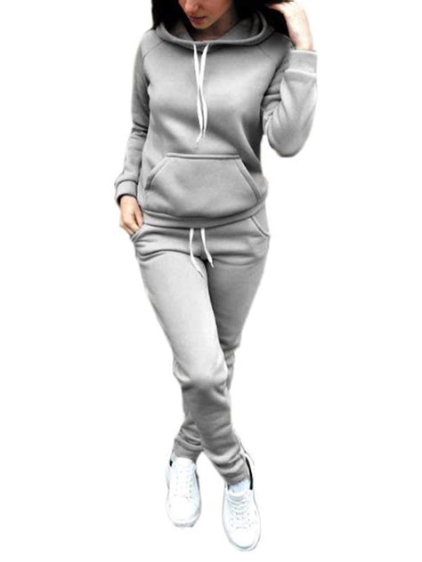 womens 2 piece tracksuit long sleeve hoodies sweatshirts sweatpants set sports outfit casual