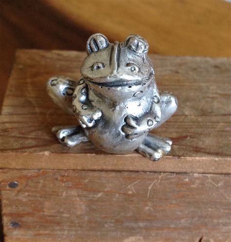 Vintage Pewter Frog Figurine Toad Miniature Collectible Etsy Frog