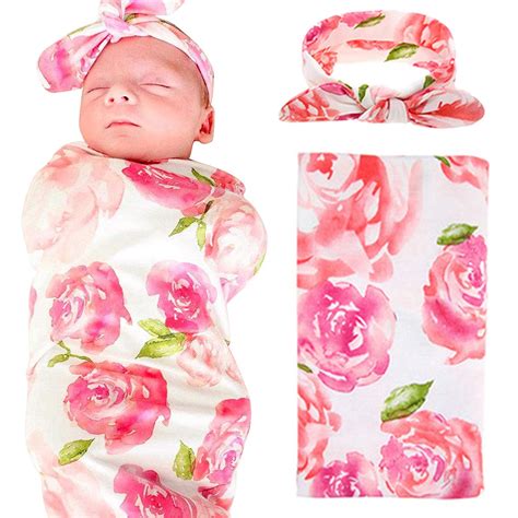 Juslike Newborn Soft Floral Wrap Receiving Blankets Baby Swaddle