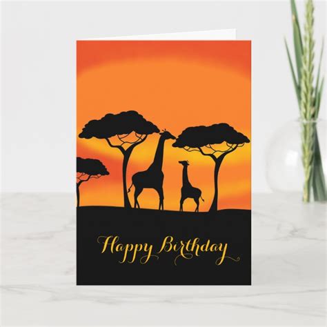 Beautiful Safari Giraffes Happy Birthday Card Uk