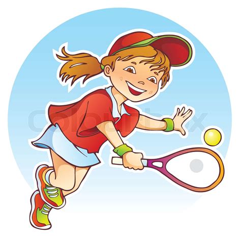 Girl Playing Tennis Stock Vector Colourbox