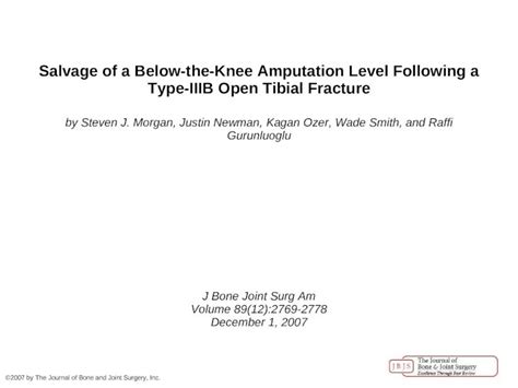 Ppt Salvage Of A Below The Knee Amputation Level Following A Type
