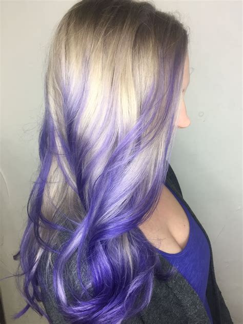 Blonde With Purple Balayage Purple Highlights Blonde Hair Hidden