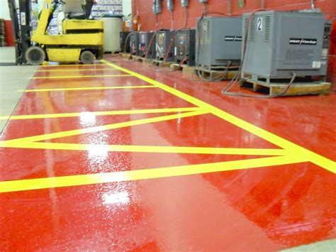 Industrial Epoxy Warehouse Floor With Osha Floor Striping 1 Msc