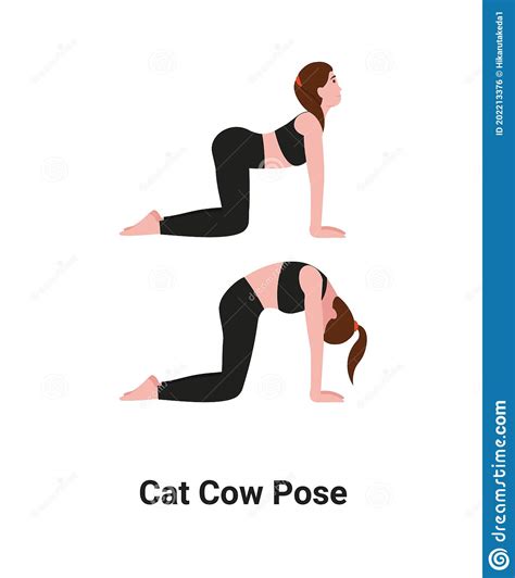Cat Cow Yoga Pose Woman Character Vector Illustration CartoonDealer