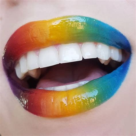 Pride Makeup Rainbow Lips Gradient Ombre Glossy Gloss Lipart Rainbow