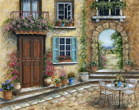 Romantic Tuscan Courtyard Painting By Marilyn Dunlap Pixels