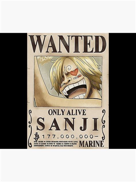 Sanji Wanted Poster Only Alive Poster For Sale By Mangapanels