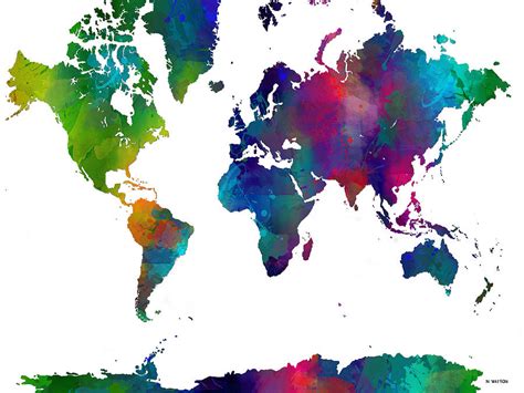 World Map In Color Digital Art By Marlene Watson