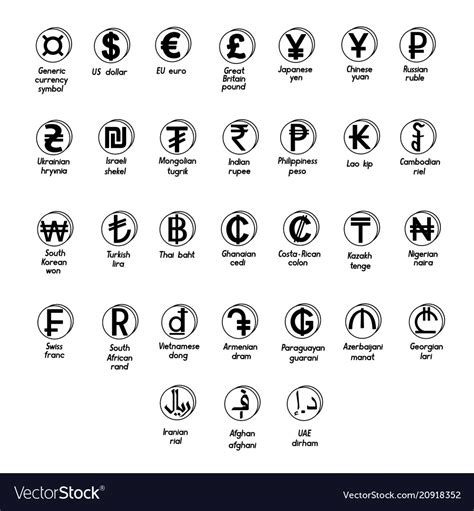 Set Basic Symbols World Currency Royalty Free Vector Image