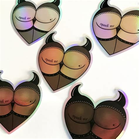 Holographic Big Booty Goth Gf Heart Valentine Vinyl Sticker Etsy