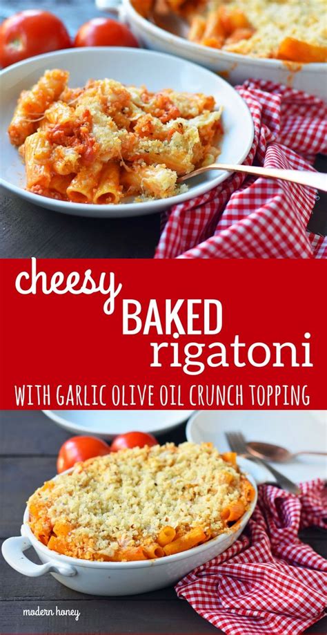 Rigatoni with creamy mushroom sauce. Cheesy Baked Rigatoni. An easy, popular Italian pasta dish ...