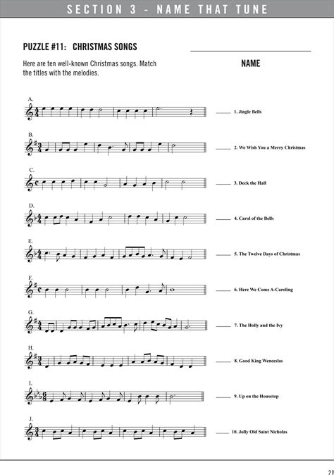 Provide direct.mp3 song links, text/image hints, correct and incorrect answers. Name That Tune 24 Christmas Carols Worksheet Answers ...