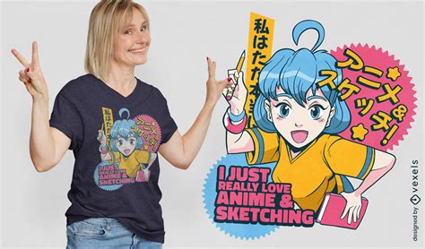 Anime Girl Artist T Shirt Design Vector Download