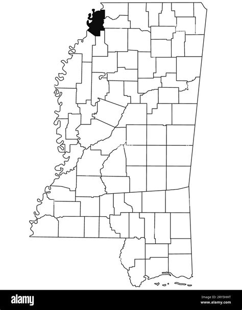 Map Of Tunica County In Mississippi State On White Background Single