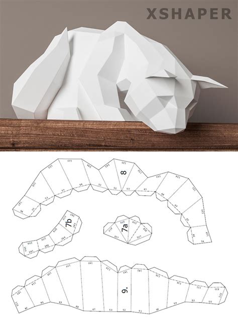Papercraft Cat 3d Origami Pdf Template Animal Pet Paper Etsy Paper
