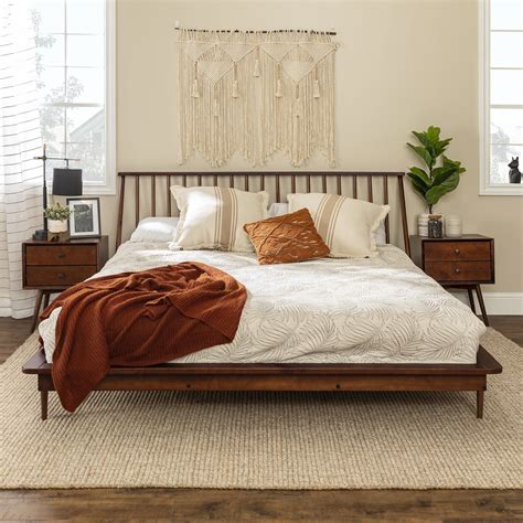 Spindle Back Solid Wood Beds Modern Bed Frame Home Bedroom Bedroom