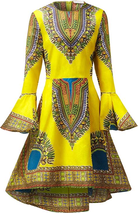 Shenbolen Women African Print Dresses Autumn And Winter Long Sleeves