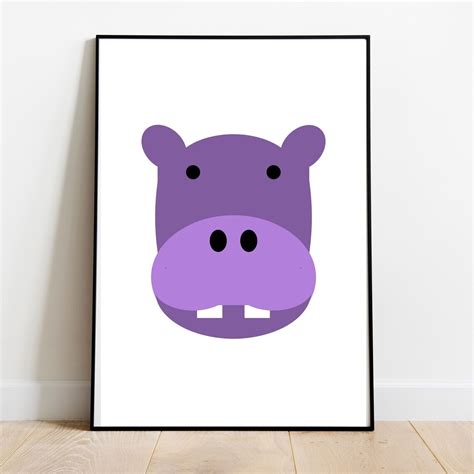 Hippo Nursery Art Print Instant Printable Simple Cute Hippo Etsy