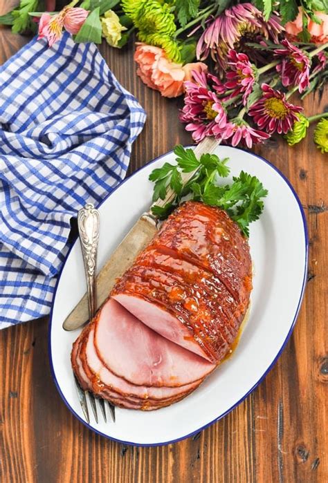 5 Ingredient Baked Ham With Apricot Glaze The Seasoned Mom Recipe Baked Ham Ham Glaze