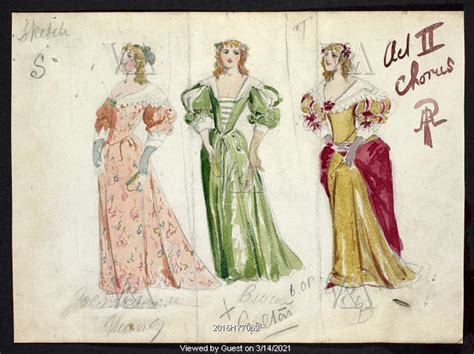 Costume Design For Female Chorus Members In Act Ii By Percy Anderson For The Opera Haddon Hall