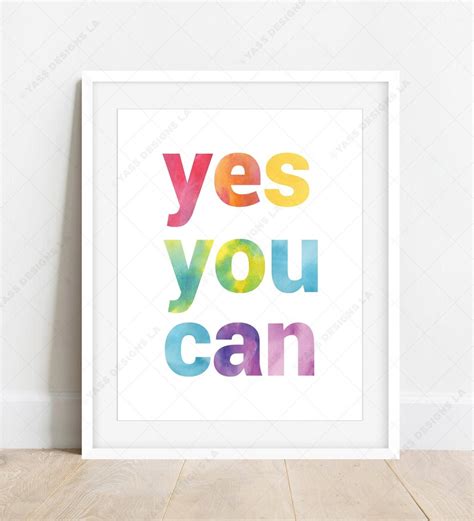 Yes You Can Digital Poster Print Growth Mindset Art Download Etsy