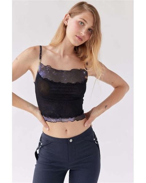 urban outfitters uo morgan layered mesh cami in black lyst