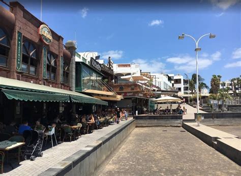 The Bars And Restaurants And Shops In Puerto Del Carmen Lanzarote Spain