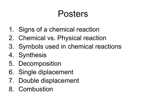 Classify each of the following chemical reactions. The 5 Types of Reactions