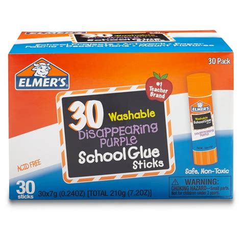Elmers Disappearing Purple School Glue Sticks Washable 7 Gram 30