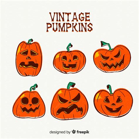 Free Vector Vintage Halloween Pumpkin Collection