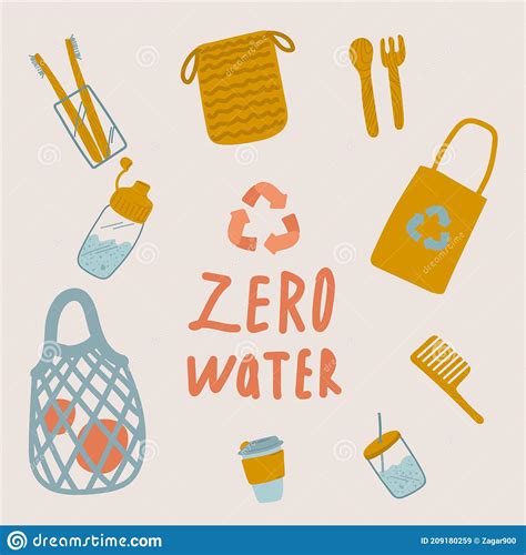 A Set Of Zero Waste Illustrations The Concept Of Life Without Plastic